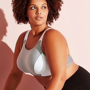 Sz 36DD Gray White Glamorise Double Layer Custom High Impact Bra